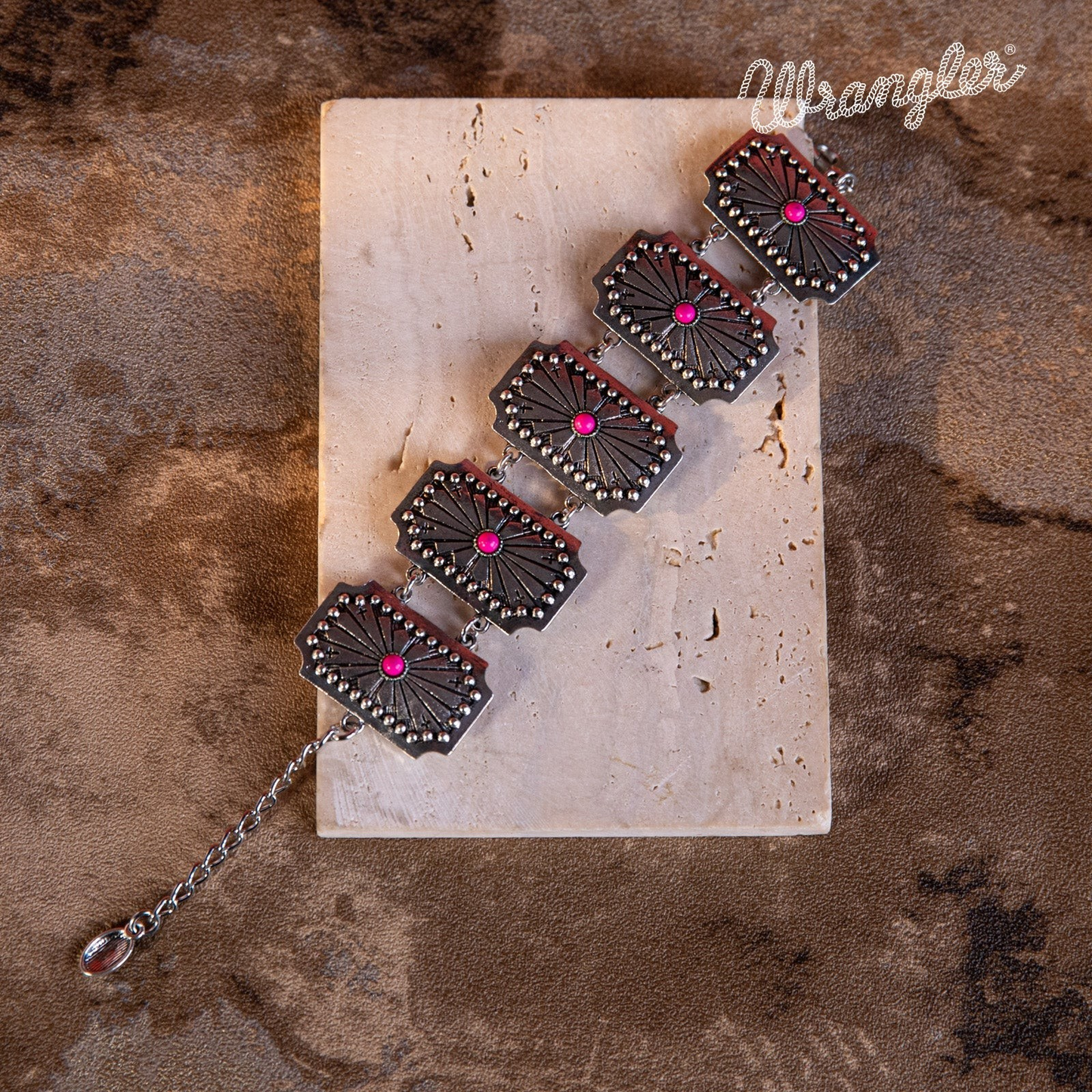 Wrangler Silver Chain Concho Cuff Bracelet