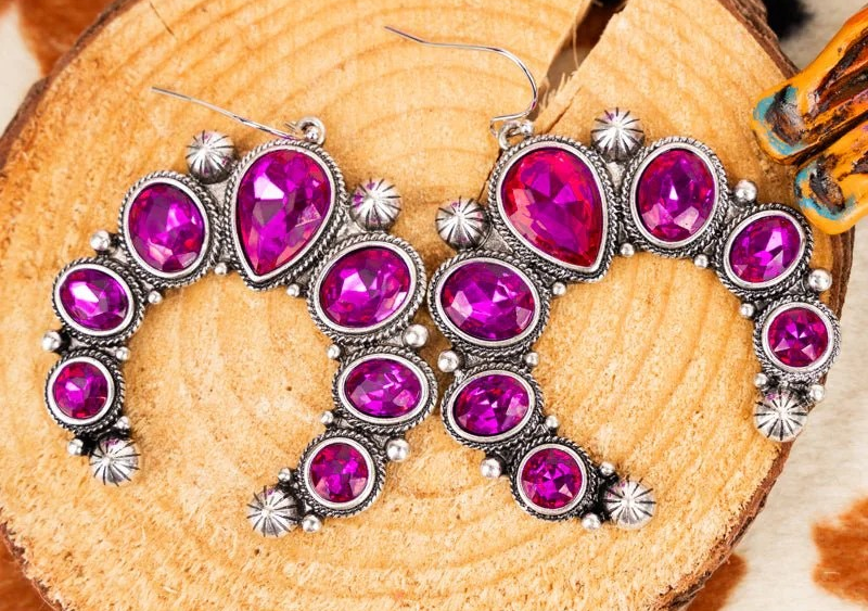 Viola Fuchsia Marbury Way Silvertone Naja Earrings