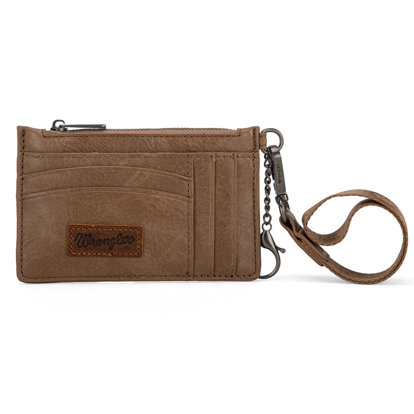 Wrangler Solid Color Key Chain Wristlet Card Wallet -khaki