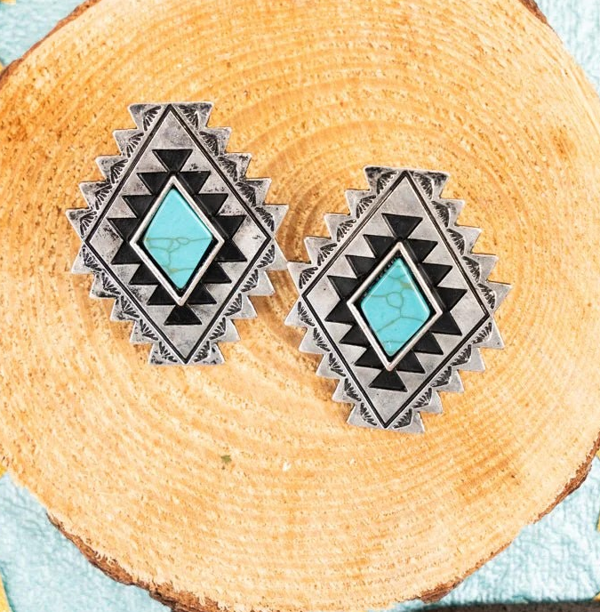 TIPI Turquoise Colorado Springs Silvertone Earrings