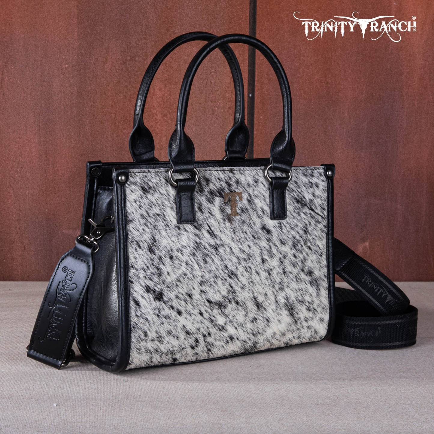 Trinity Ranch Hair On Cowhide Tooling Concealed Carry Tote/Crossbody