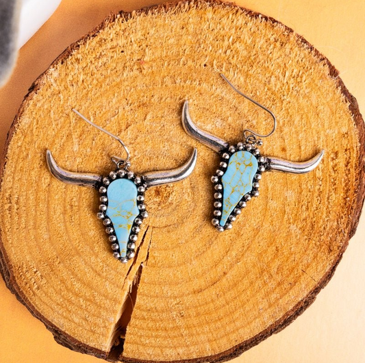 Turquoise Jesse Lane Steer Head Earrings