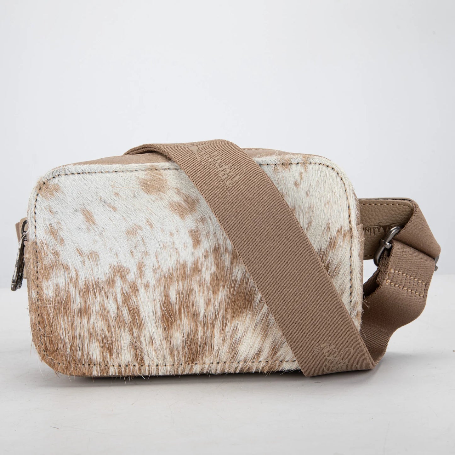 Trinity Ranch Genuine Hair-On Cowhide Belt Bag - Tan