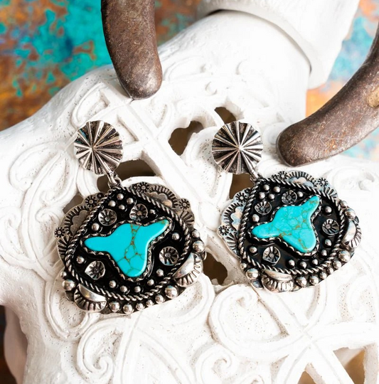 TIPI Western Mooves Turquoise and Silvertone Earrings