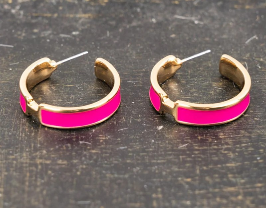 Leanna Pink Goldtone Hoop Earrings