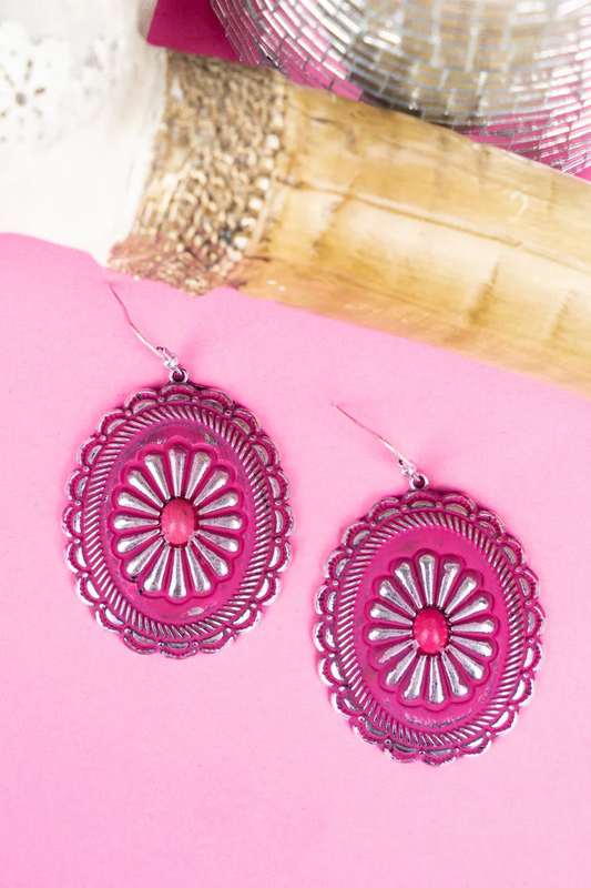 VINTAGE WASHED PINK CONCHO EARRINGS