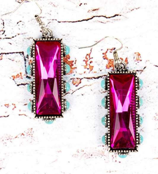 TIPI Crystal Row Turquoise Fuchsia Crystal Earrings