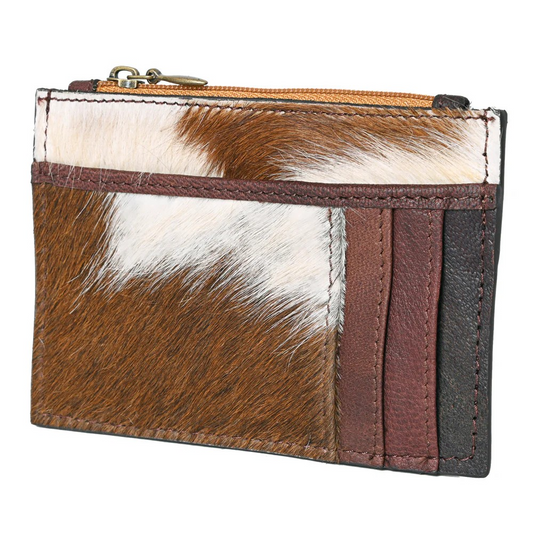 Leather Animal-Print Wallet tan and white